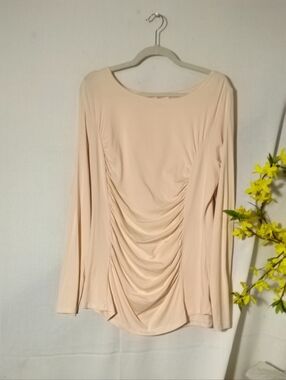 Sundance Blush Princess Front Ruched Long Sleeve Cotton Spandex Top Size XL